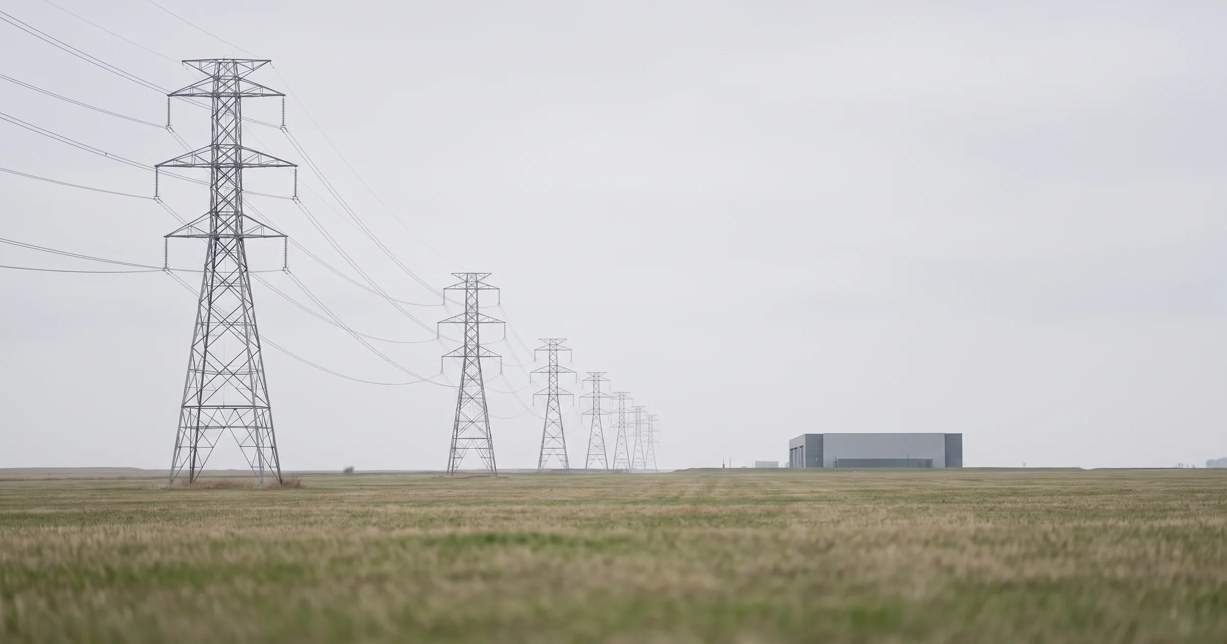 High-voltage lines on an overcast day