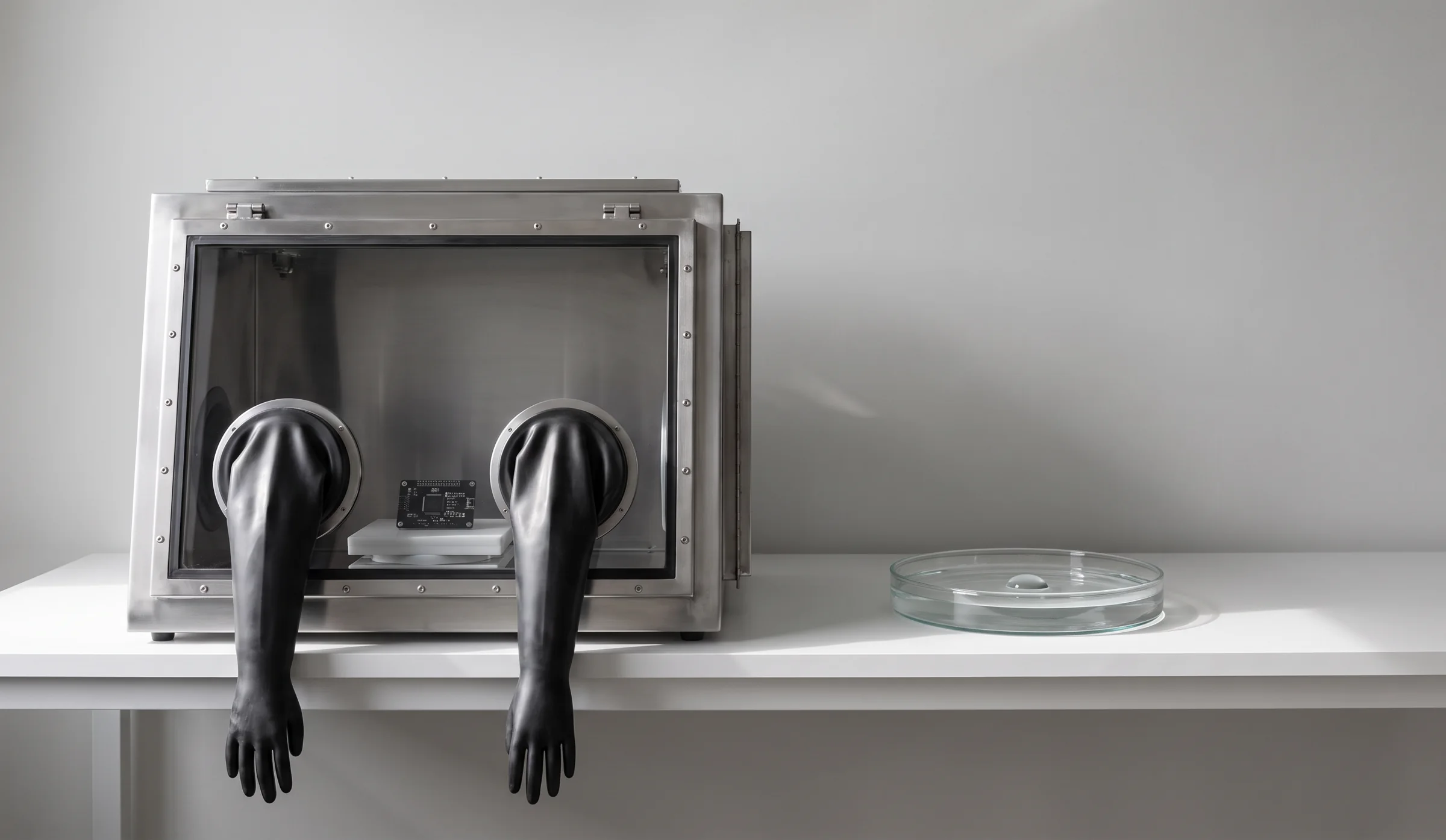 A dry nitrogen glovebox in the lab